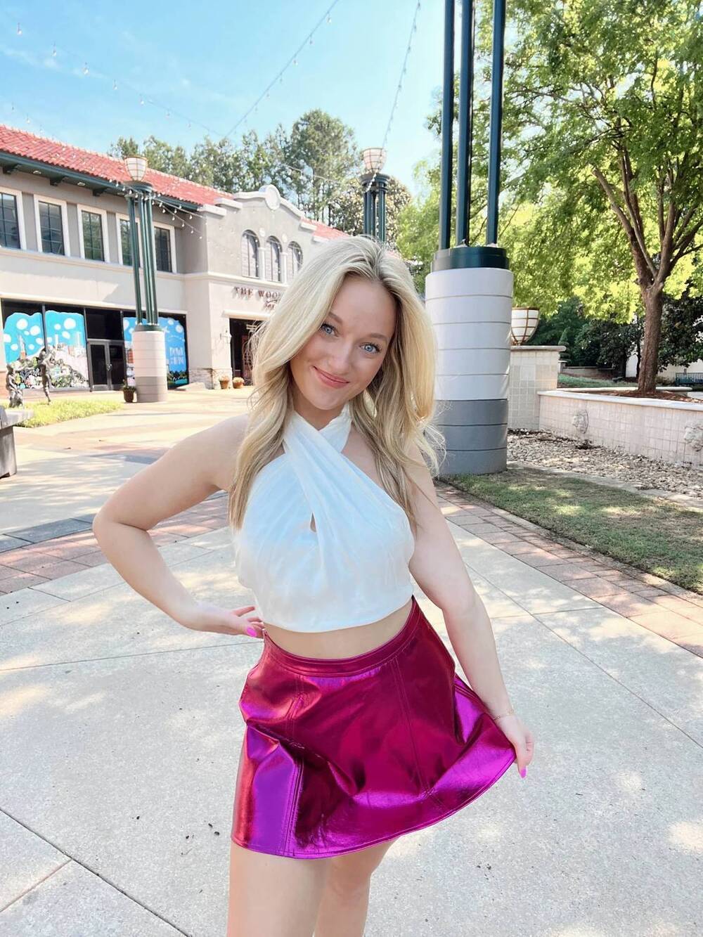 NEW TCEC metallic mini skirt in magenta